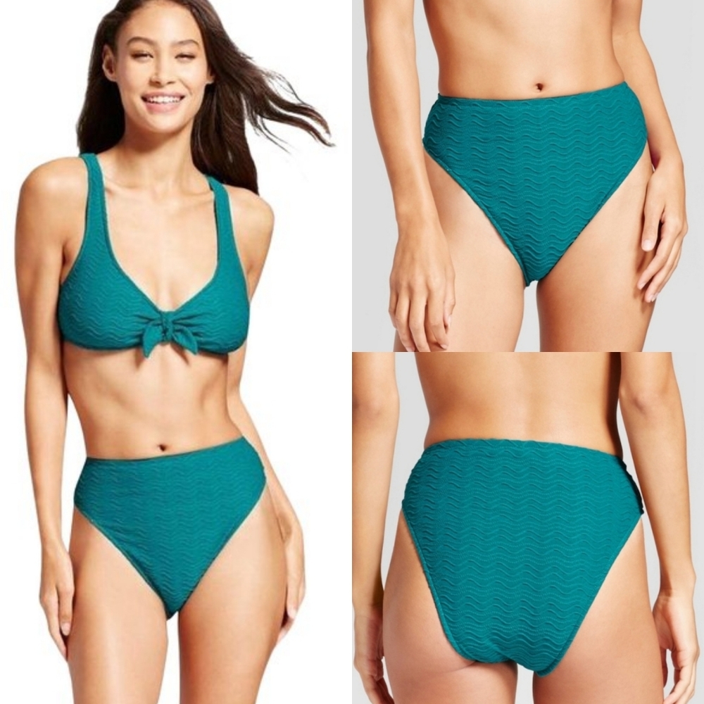 2/$20 * Teal Textured High Rise Swim Bottom*Sz XL